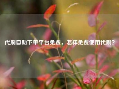 代刷自助下单平台免费，怎样免费使用代刷？